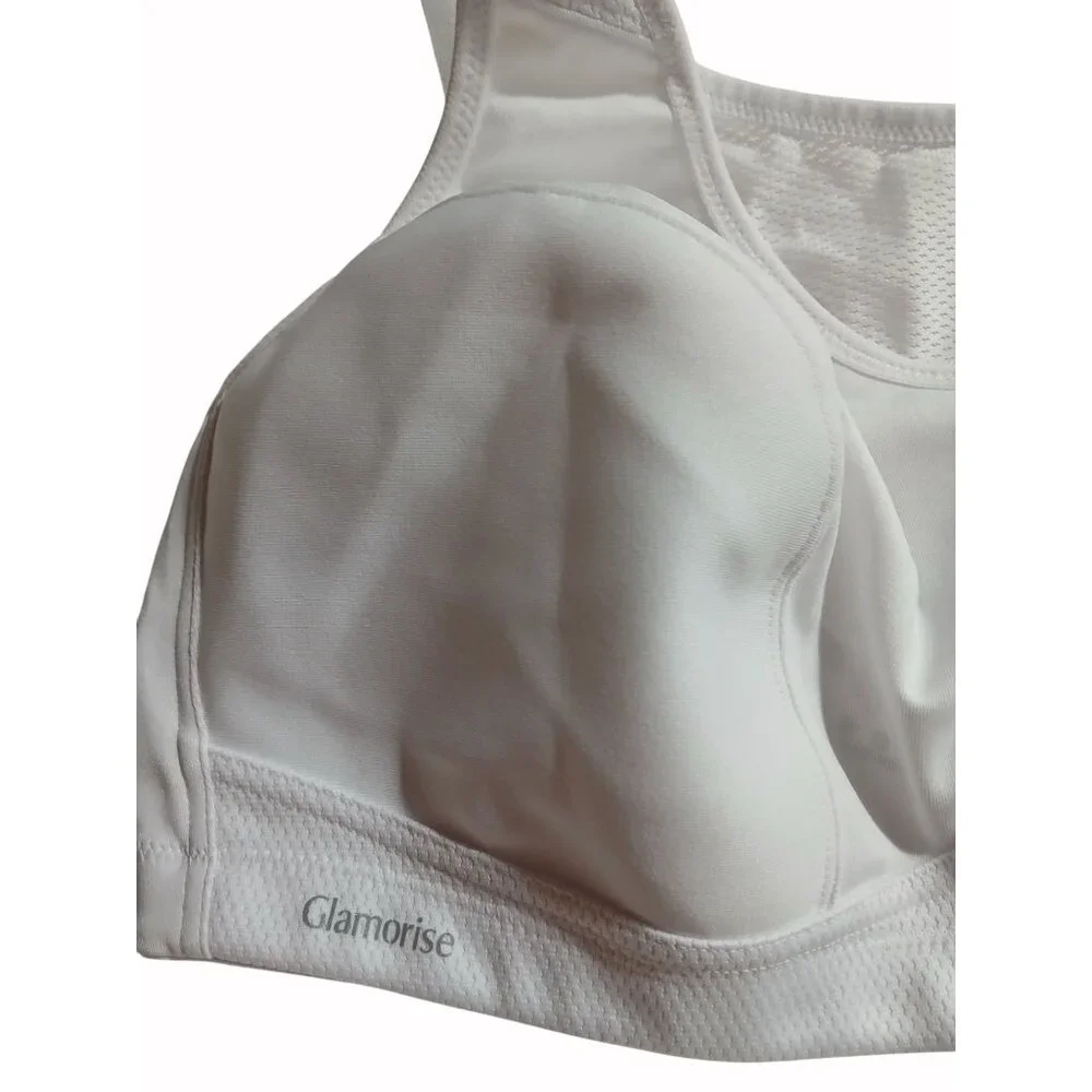 Glamorise Womens White High Impact Sports Bra CH991 Magic Lift Size 38D Wireless - Picture 3 of 11